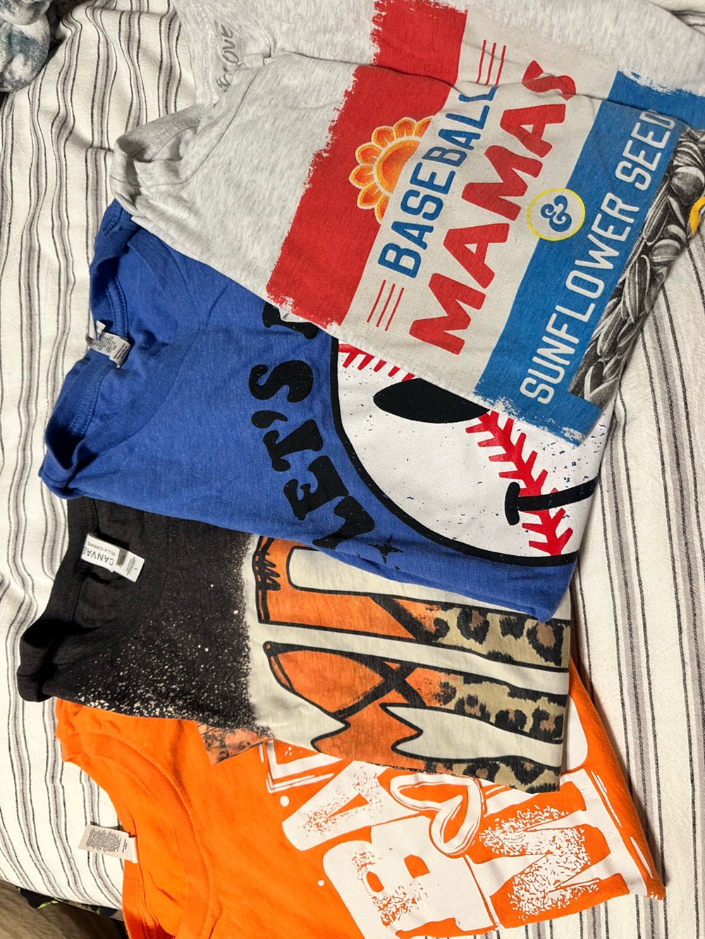 4 short sleeve t-shirts baseball and basketball mom